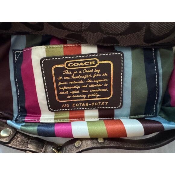 Coach 40757 Legacy Signature Brown Canvas Small Hobo Baguette bag - Picture 3 of 10